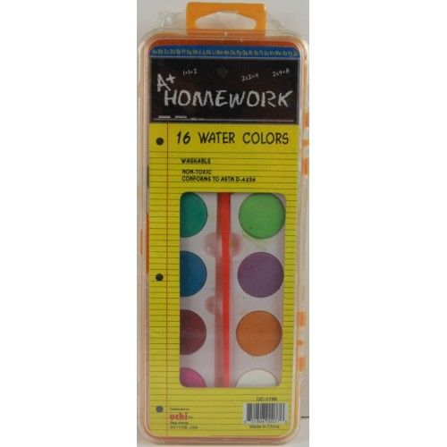 48 Pieces of Water Colors 16 Colors W/brush Plastic Case Washable
