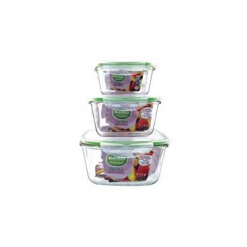 6 Pieces of Marinex 1 L /1.05 Qt Square Glass Container W/locking Lid