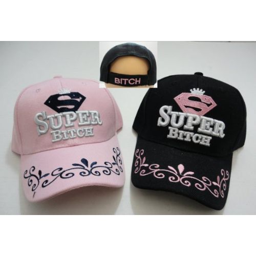 36 Pieces of Super Bitch Hat Floral Design On Bill
