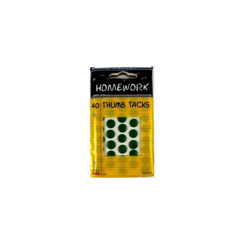 48 Pieces of Thumb Tacks - 40 Ct. - Green - Carded