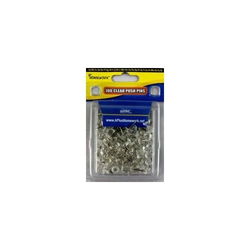 96 Pieces Push Pins - Clear - 100 Count - Clamshel Package. - Push Pins and Tacks