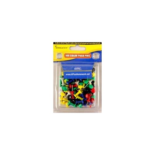 48 Pieces of Push Pins - Assorted Colors - 100 Count - Clamshel Package.