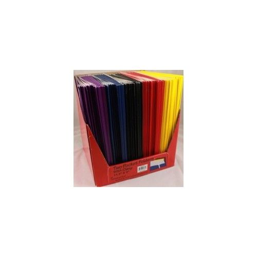100 Pieces of Two Pocket Folders With 3 Fasteners - Coated High Gloss Assorted Colors - 8.5" X 11"