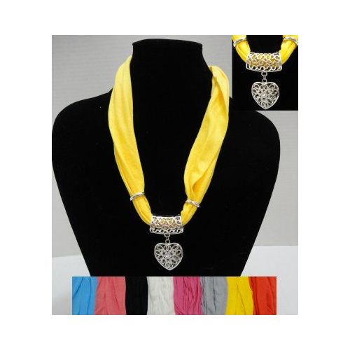48 Pieces of 30" Scarf Necklace With Heart