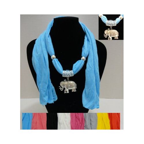 36 Pieces of 64" Scarf Necklace With Elephant