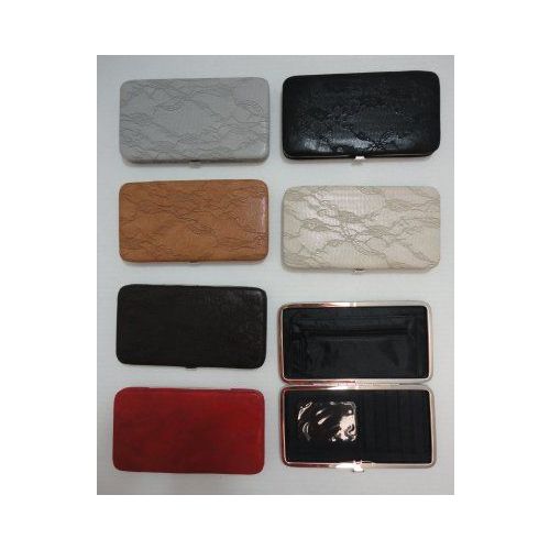 72 Pieces of Ladies Flat Wallet With Push Button Clasp [lacy Look]