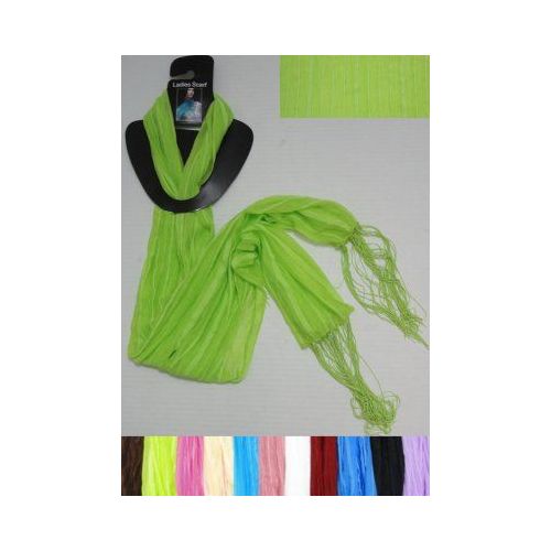 72 Pieces of Sheer Scarf With FringE-Pinstripes