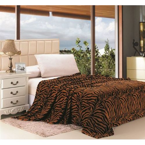 16 Pieces Brown Zebra Print Micro Plush Blanket King Size Fleece