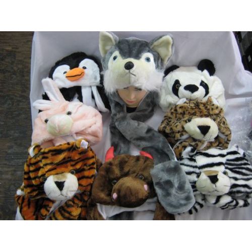 48 Pieces of Long Winter Animal Hat With Hand Warmer