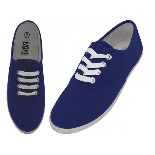 24 Pairs of Women's Lace Up Casual Canvas Shoes Navy Color