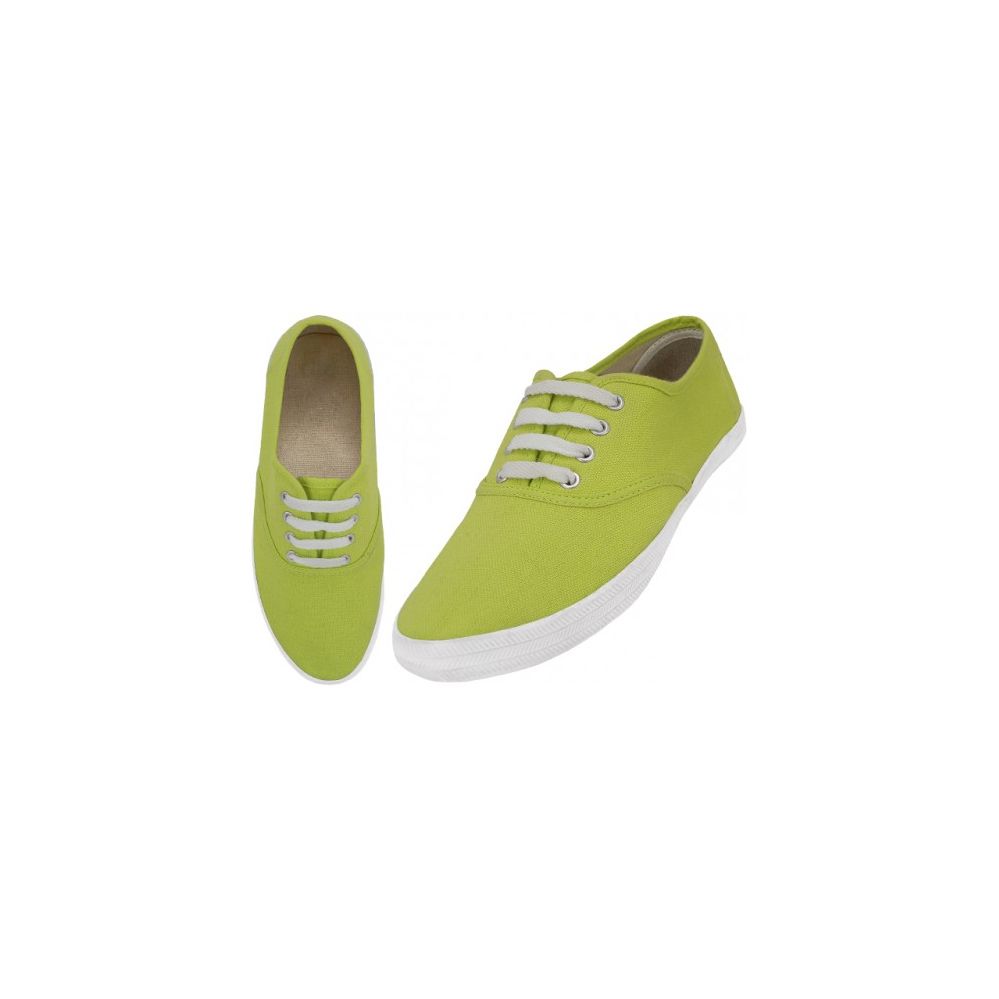 24 Pairs of Women's Lace Up Casual Canvas Shoes Wasabi Color