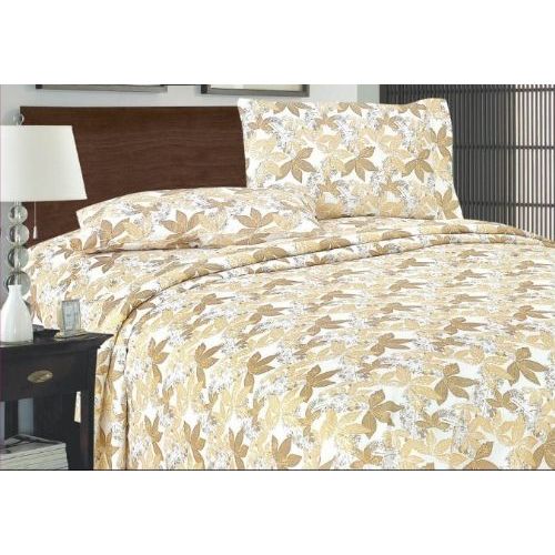 12 Pieces Printed Microfiber Sheet Set Twin Size In Brown Leaf - Bed Sheet Sets
