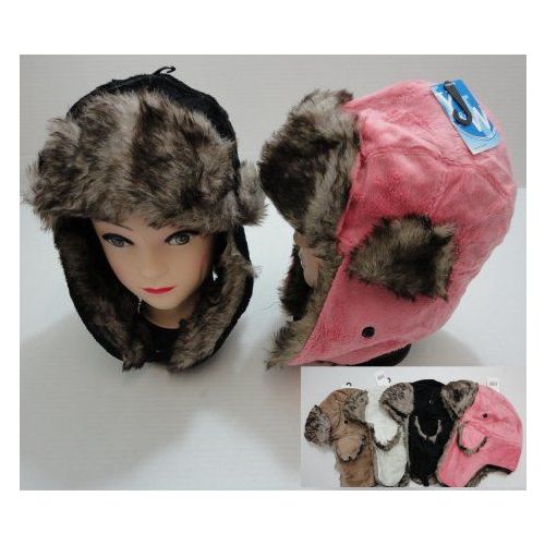 72 Pieces of Plush Bomber Hat With Fur Lining