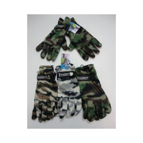 Lot of 24 Pairs Mens Hardwood Camo Thermal Insulated Winter Fleece Gloves WARM 