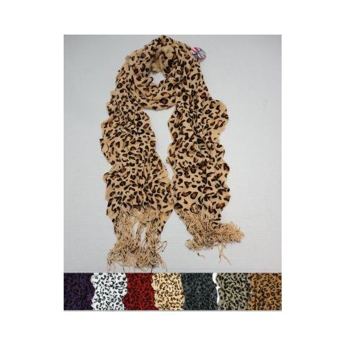 72 Pieces of Ruffle Scarf With FringE--Leopard Prints