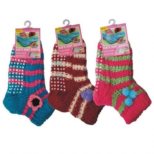 72 Pairs of Girls Slipper Socks With Gripper Bottom Size 6-8