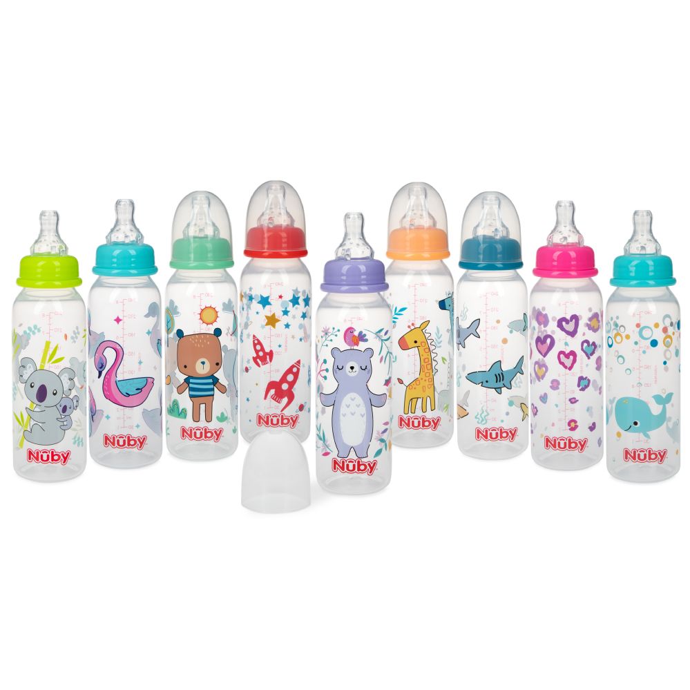 72 Pieces Nuby Printed NoN-Drip Bottle, 8 oz - Baby Bottles - at ...