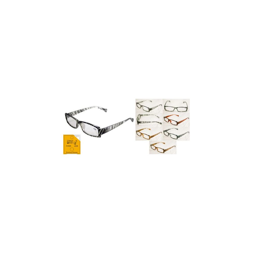 24 Pieces Translucent Plastic Reader With Striped Or Spotted Animal Print - Reading Glasses