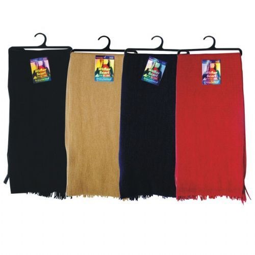 144 Pieces of Solid Color Flece Scarf On A Hanger Black Only