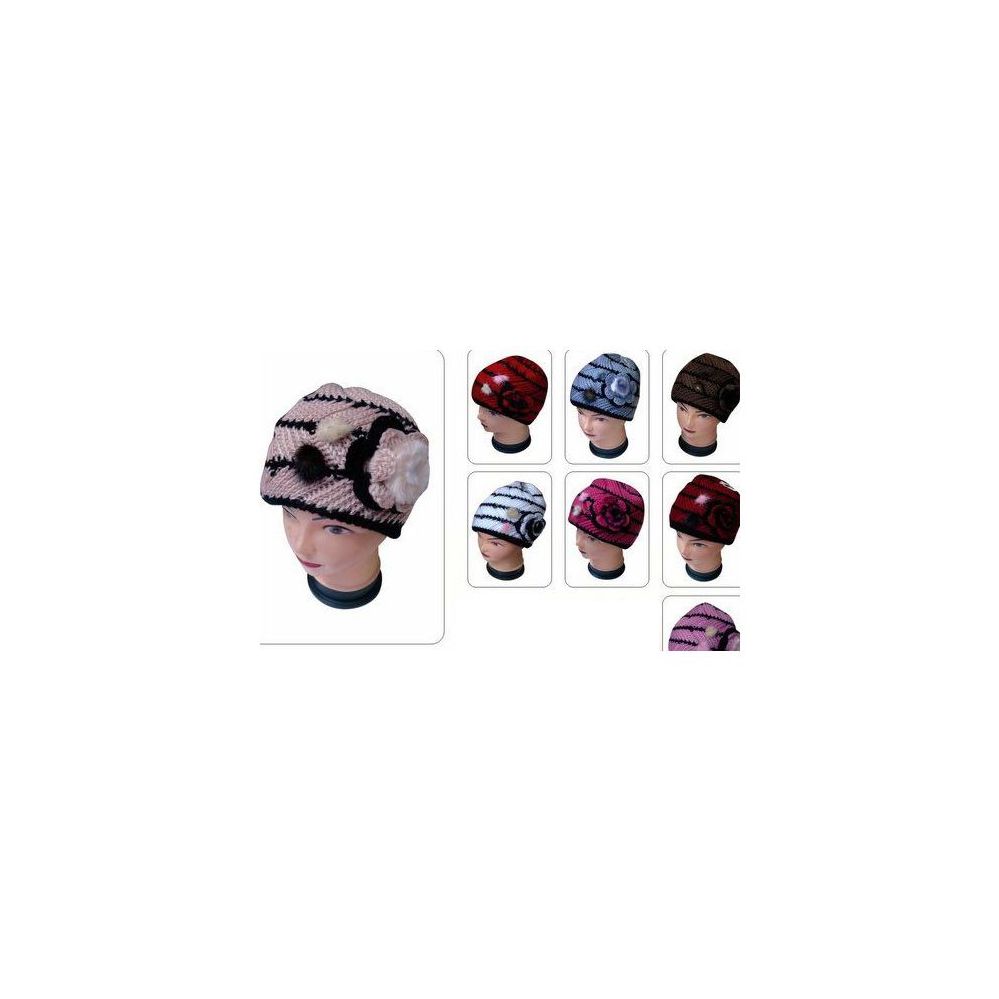 60 Pieces of Ladies Knit Hat With Flower