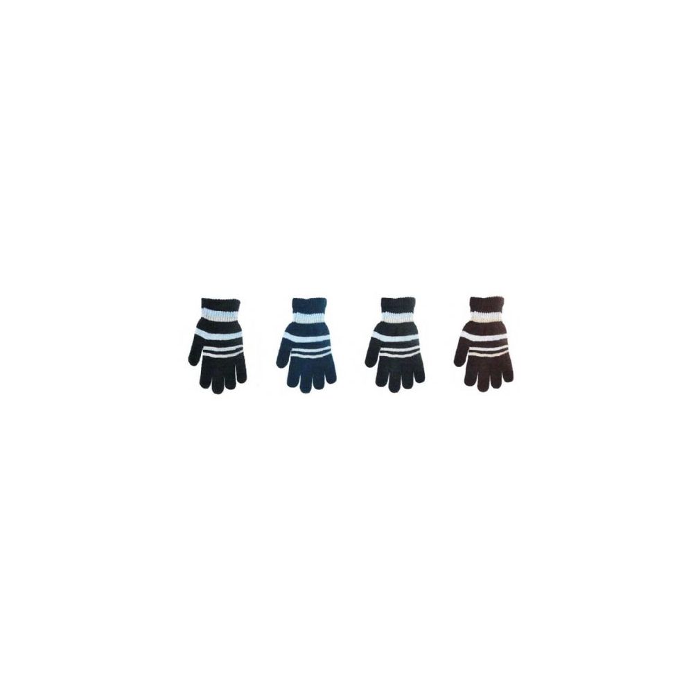 144 Wholesale Mens Knit Winter Gloves Stripes Design