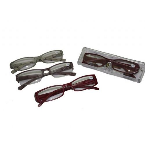 144 Wholesale Assorted Color Plastic Reading Glasses With Case