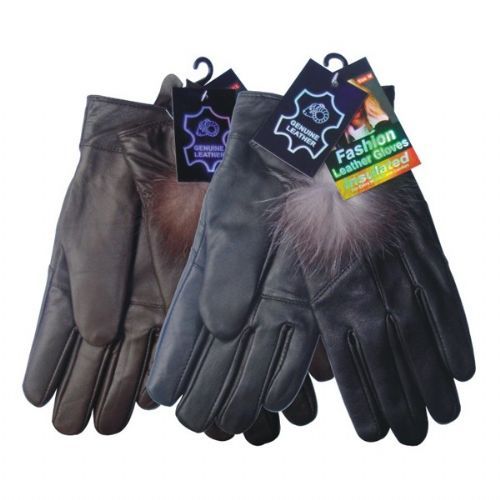 24 Pairs of Winter Glove Genuine Leather Women W/ Feather