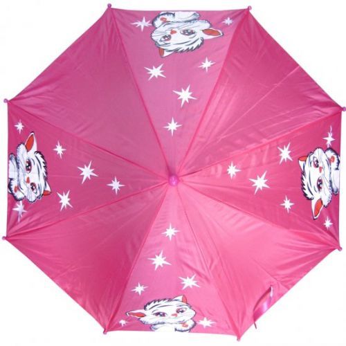 48 Wholesale Kid Size Cat Umbrella Pink