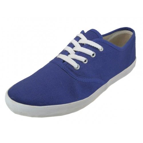 24 Pairs of Men's Lace Up Casual Canvas Shoe In Navy