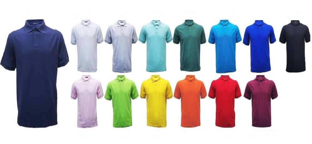 24 Pieces of Mens Solid Polo Shirt Pique Fabric M-Xxl