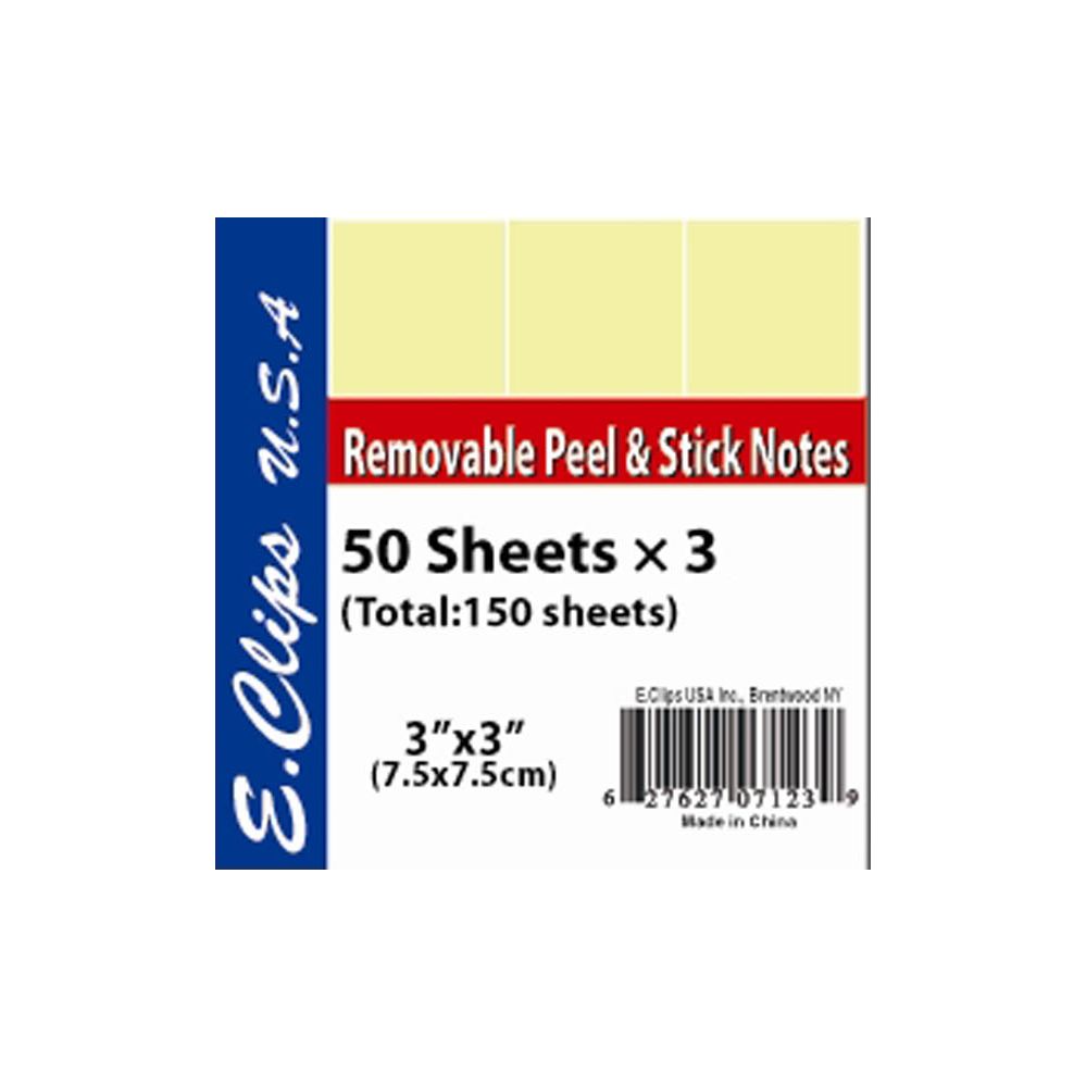 72 Wholesale Peel & Stick Notes, 50 Sheets Each, 3 Pk., Yellow, (2 Inners Of 36)