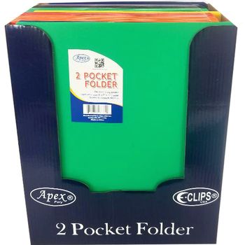 48 Pieces of 2 Pocket Poly Folder, No Holes, Neon, Asst. Colors, in Display   