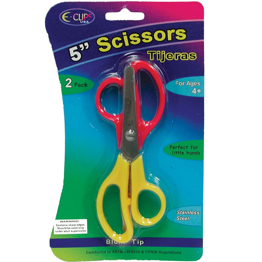 48 Wholesale Children Scissors, Blunt Tips, 2 Pk., 5"