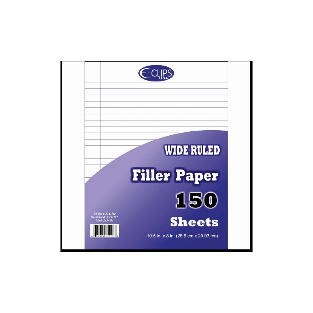 36 Pieces of filler paper  150 sheets, wide ruled