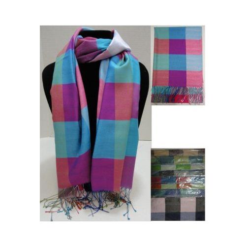 72 Pieces of Silky Scarf With FringE-Color Squares