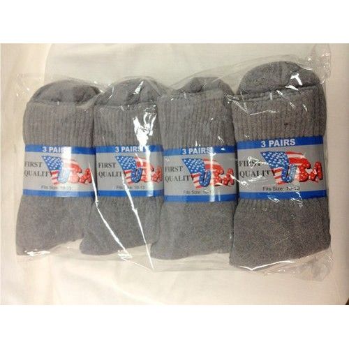 120 Pairs of Mens Gray Crew Socks, Sock Size 10-13