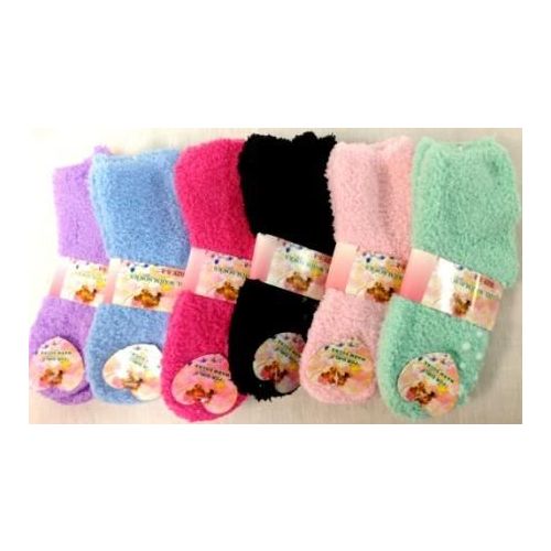 96 Pairs of Girls Babys Fuzzy Socks Size 4-6 Solid Colors