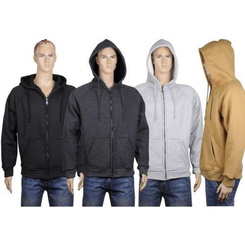 24 Wholesale Mens Thermal Zip Front Jacket With Sherpa Lining. Black Only