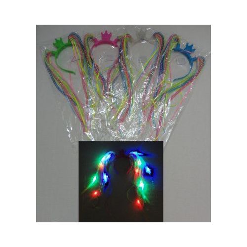 72 Pieces Head Band With LighT-Up Pony Tails - Light Up Toys