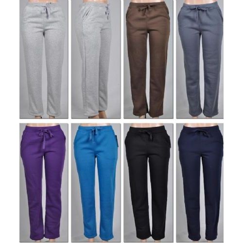 48 Wholesale Ladies Fleece Lined PantS-Plain 2 Pockets Solid Colors