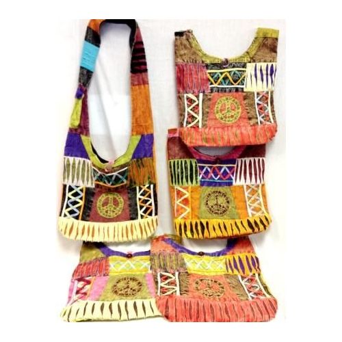 5 Pieces of Peace Sign Hobo Bags Sling Purses Assorted Colors