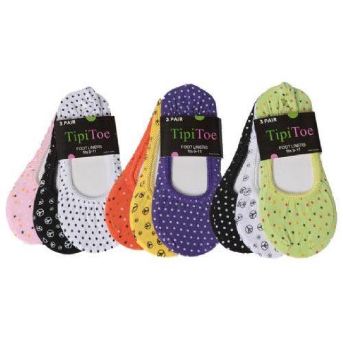 60 Pairs of 3 Pack Ladies Foot Liners Assorted Colors