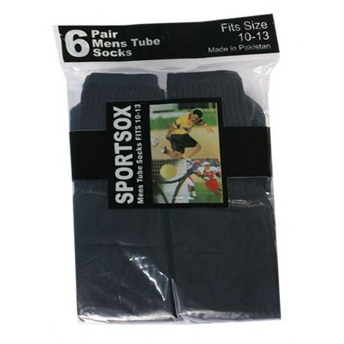 30 Pairs of Mens 6 Pair Sport Tube Sock Size 10-13 Black Color Only