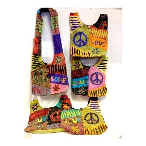 36 Pieces of Peace Love Cotton Tie Dye Nepal Handmade Purse Hobo Bag