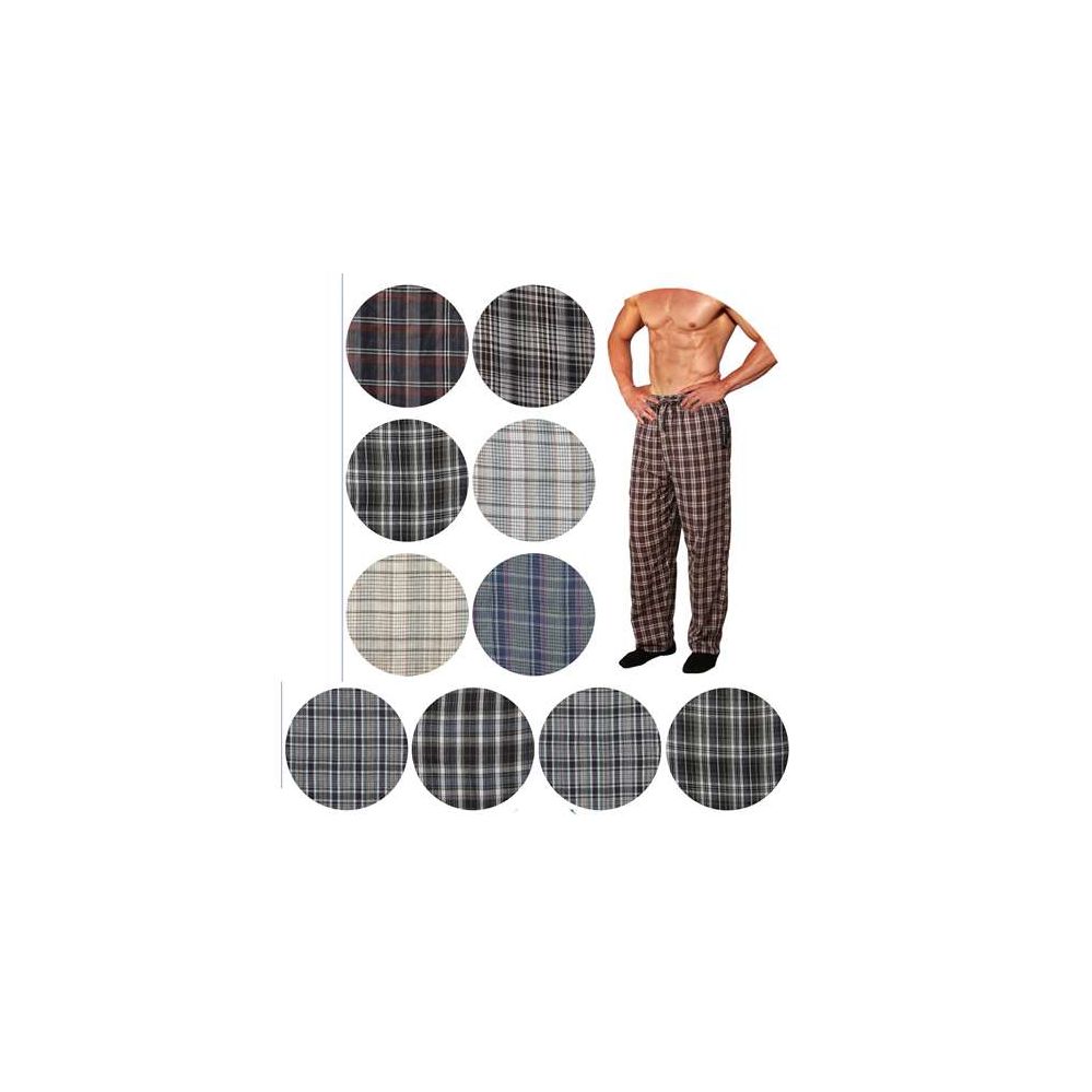 36 Pieces of Men's Cotton Pajama Bottoms In Assorted Plaid Patterns And Assorted Sizes