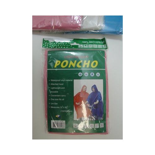 36 Wholesale Adult Rain Poncho In Assorted Colors