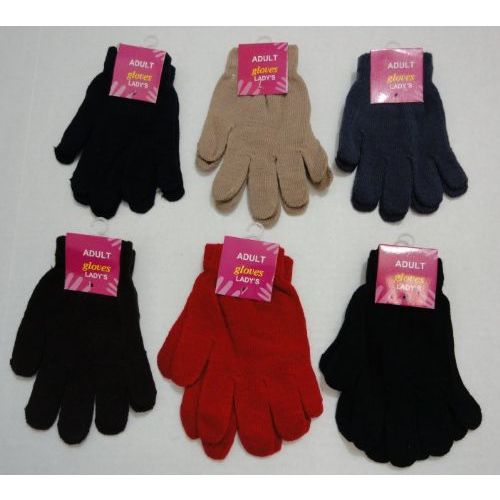 72 Wholesale Ladies Solid Color Magic Gloves