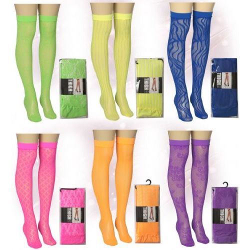 120 Pairs of Ladies Neon Color Knee High Assorted Prints