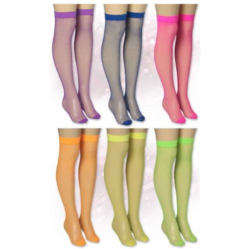 72 Wholesale Ladies Solid Neon Color Knee High