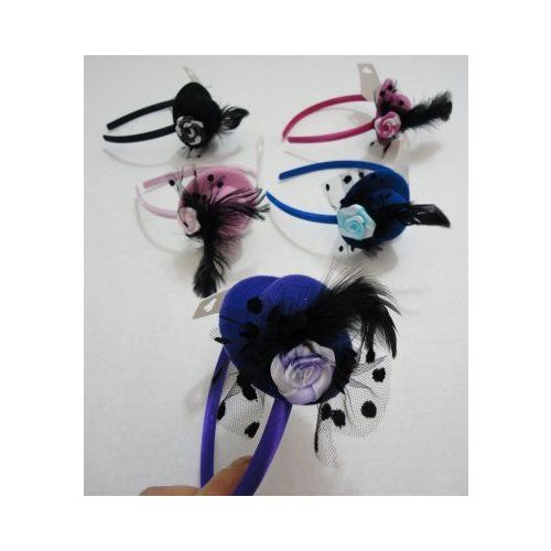 144 Pieces of Fancy Hat Headband With Feathers & Rose